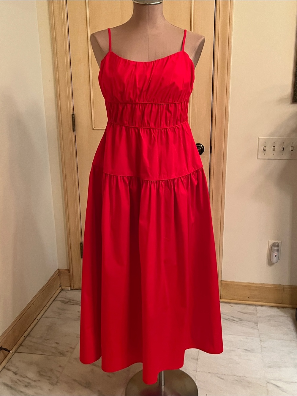 Elegant Red Maxi Dress with Spaghetti Straps